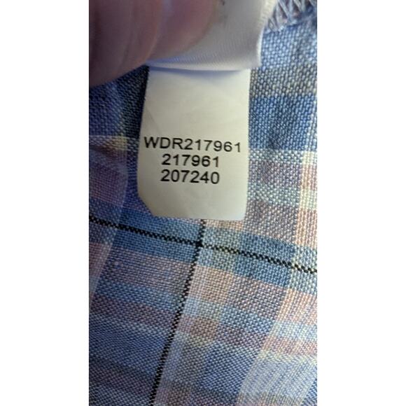 J.Jill Love Linen Womens Plaid Maxi Dress Medium Blue V-Neck Sleeveless Flaw - Picture 9 of 9